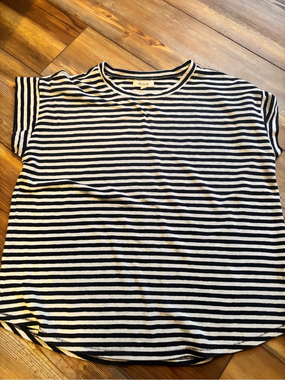 Madewell Black and White Striped Short Sleeve Tee
